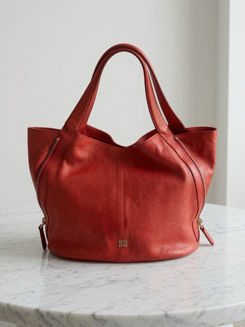 Givenchy Brick Red Leather Hobo Shoulder Bag